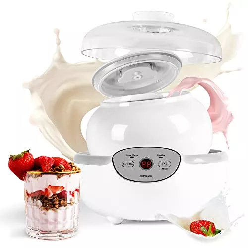 Duronic YM1 Yogurtera de 20 W Capacidad de 1.5 L | Partes aptas para lavavajillas | Temporizador y Autoapagado | Diseño elegante en cerámica | Máquina de Yogures Naturales y Caseros Postres Salsas